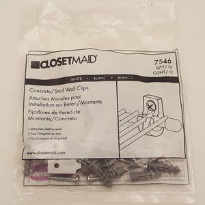 CLOSETMAID Concrete Wall Clips | Package of 12 | 7546 | 01-10074-00 | NEW